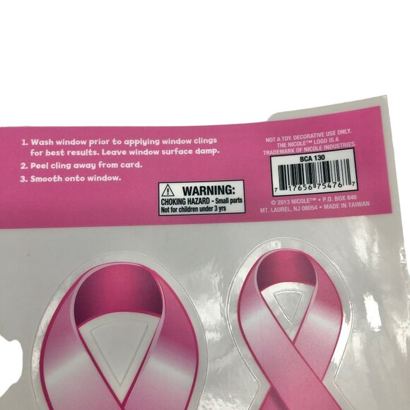Breast Cancer Awareness Pink Ribbon Window Clings & Glitter Ribbon Visor - Picture 3 of 11